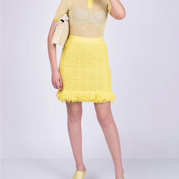 Bottega Veneta Yellow Ruffled Pencil Skirt - Picture 2 of 6